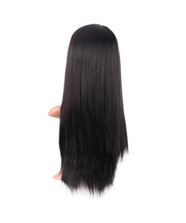MapofBeauty 22 Women Long Straight Synthetic Wig with Flat Bangs - Heat Resistant Fiber for Party, Cosplay (Black) - Buy Online on SooperMarket.com