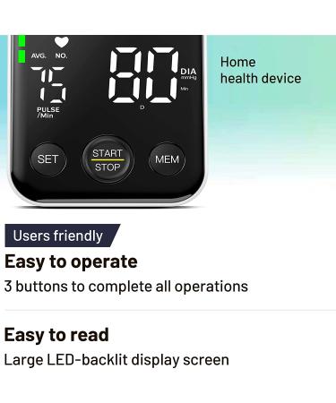 Automatic Digital Blood Pressure Monitor with LED Display - Upper Arm BP Cuff Machine for 2 Users, 240 Memory Storage, Storage Bag - Black - Buy Online on SooperMarket.com