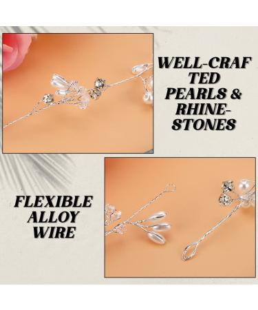 WIOR Wedding Hair Vine: 39.4 Inch Crystal Beads Bridal Hair Piece with Pearl Hair Pins - Handmade Rhinestones Headpiece for Bride, Bridesmaids, Prom - Silver - Buy Online on SooperMarket.com