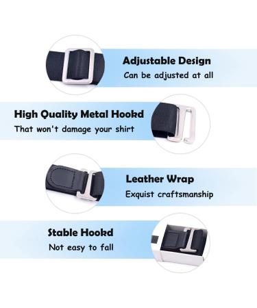 Adjustable Shirt Stays for Men - Comfortable Elastic Shirt Lock Straps & Clips - Practical Black Shirt Stand - Buy Online on SooperMarket.com