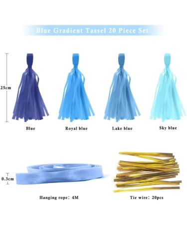 Binpeng 9.8in Blue Tissue Paper Tassel DIY Hanging Decorations - 20PCS 25cm Blue Garland for Party, Wedding, Baby Shower - Buy Online on SooperMarket.com