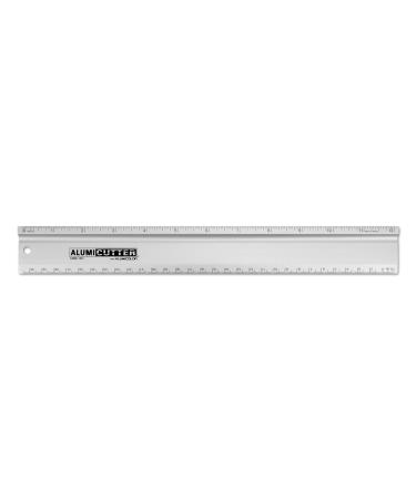 Alumicolor AlumiCutter Aluminum Straight Edge w/Inch and Metric Calibrations for Office  School  Engineering and Framing  12IN  Silver