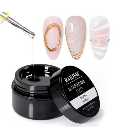 RARJSM No Wipe Clear 3D Sculpting Gel Painting Gel Polish Nail Art Designs Chrome Nail Powder Nail Charms Rhinestone Decoration Adhesive Glue Drawing Painted Sculpture Hard Gel UV LED Curing Requires