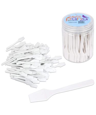 100pcs Pana Brand Cosmetic Make Up Disposable Plastic 2.5" Spatulas Skin Care Facial Cream Mask Spatula (100 Pieces in a Container) (WHITE) WHITE (100 Pcs/Can)