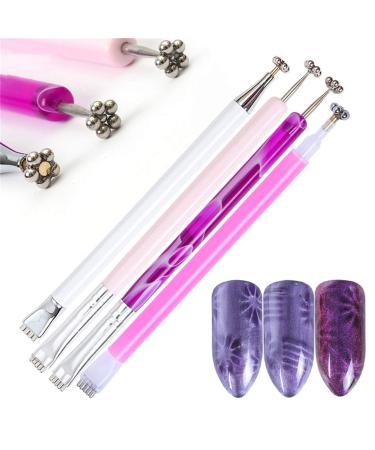 4 Pcs Nail Magnet Tool Set Pure Vie High Quality Enhanced Version Nail Magnet Pen Double Ended Magnet Wand Magnet Stick Cat Eye Magnet for Nails Gradient Magnetic Gel Nail Polish Nail Art DIY Salon #3