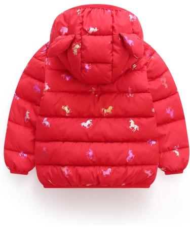 Winter Hooded Puffer Coat for Kids | Waterproof & Lightweight Toddler Jacket, Red, 3-4 Years - Buy Online on SooperMarket.com