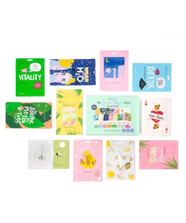 Facetory 23 Sheet Mask Gift Set - Hydrating and Radiance-Boosting Masks with Aloe, Niacinamide, and Hyaluronic Acid for All Skin Types - Buy Online on SooperMarket.com