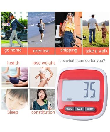 Simple 3D Pedometer with LCD Display - Clip-on Walking & Running Counter in Red | International Shipping Available - Buy Online on SooperMarket.com