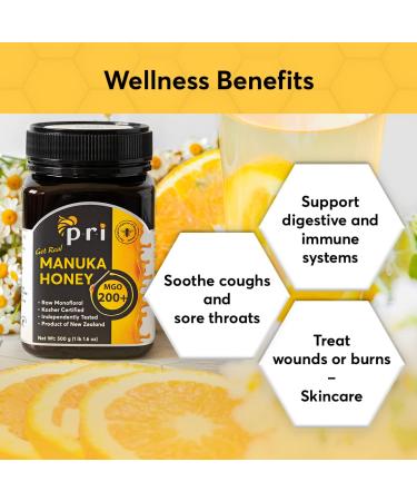 PRI Manuka Honey MGO 200+ | New Zealand Raw Monofloral - 500g - Buy Online on SooperMarket.com