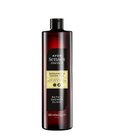 Avon Senses Essence Bergamot & Green Tea Bath & Shower Elixir with Extracts of Green Tea & Verbena - 500ml Bottle