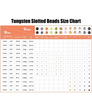 MUUNN Tungsten Slotted Beads 150pcs - 12 Colors/13 Sizes Fly Tying Materials - Black Nickel 4.0mm - Buy Online on SooperMarket.com
