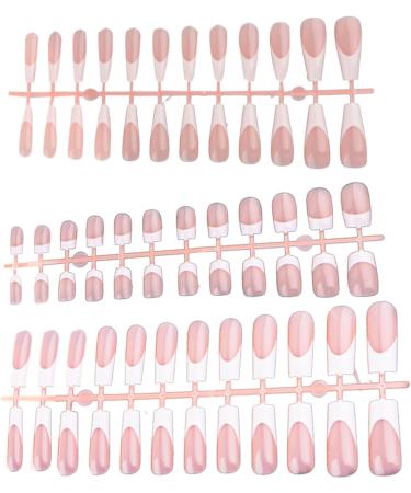 Press On Nails 10 Sheets Color Long Press On Nails With White Edge 12 Size Full Cover Stick On Nails Simple Style False Nails For Women Girls Nail Art Style3 - Buy Online on SooperMarket.com