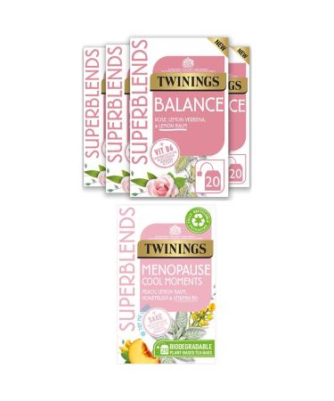 Twinings Superblends Womens Health Bundle. Balance Tea - Spearmint and added Vitamin B6 + Menopause Cool Moments Peach flavoured with lemon balm honeybush and Vitamin B6