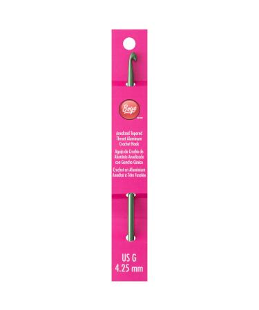 Boye 332621800GM Aluminum Crochet Hook, Size G, 4.25 mm, 6'', Pink
