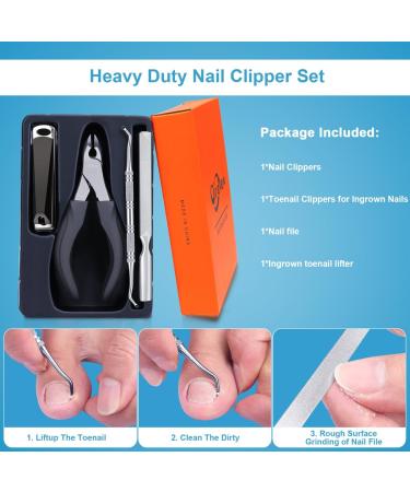 Orelex Nail Scissors - Professional Stainless Steel Nail Cutters for Thick Nails with Ergonomic Grip & Nail File | International Shipping Available - Buy Online on SooperMarket.com