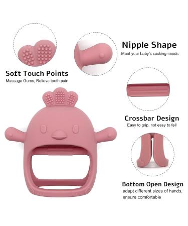 Chick Shape Baby Teething Toys | Food-Grade Silicone Teether for Soothing Pain Relief | Easy-to-Grip Baby Chew Toy (Dark Pink) - Buy Online on SooperMarket.com