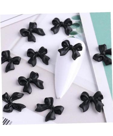 50pcs Bow Resin Nail Art Decorations | 3D Bowknot Nail Charms for Manicure | Black DIY Jewelry Accessories - Buy Online on SooperMarket.com