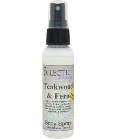 Teakwood and Fern Body Spray (Double Strength) 2 ounces Body Mist for Women with Clean Light & Gentle Fragrance Long Lasting Perfume with Comforting Scent for Men & Women Cologne with Soft 2 Fluid Ounces (Double Strength)