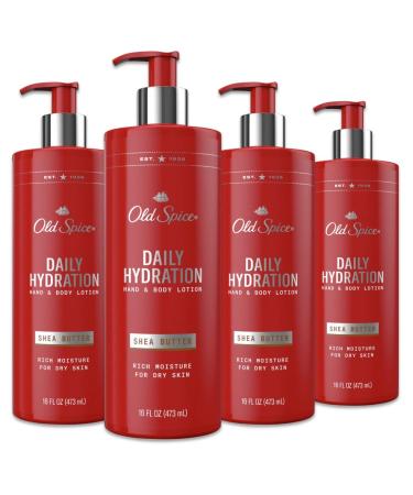 Old Spice Daily Hydration Hand & Body Lotion for Men, With Shea Butter, 16.0 Fl Ounce, Pack of 4 Daily Hydration with Shea Butter Lotion, 16 oz, Pack of 4