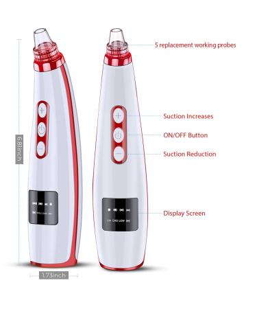 2023 Blackhead Remover Pore Vacuum - Upgraded Electric Facial Cleaner with 5 Suction Power Probes - USB Rechargeable Blackhead Vacuum Kit for Women & Men - Buy Online on SooperMarket.com