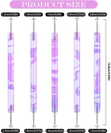 5Pcs Nail Dotting Pen Nail Art Tools Dotting Painting Pen Polish Carving Tool 2 Way Nail Design Dotting Tool for Gel Polish Decoration Purple - Buy Online on SooperMarket.com