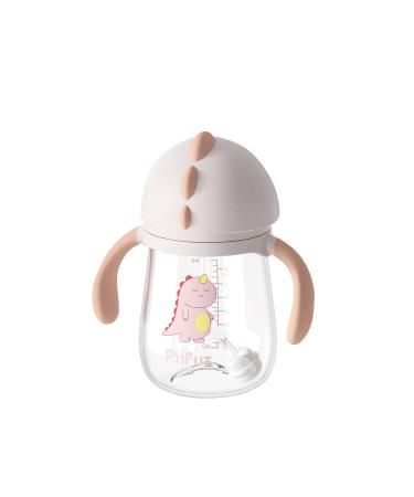 Piifur Baby Cup with Straw 12-18 months  Weighted ball Sippy cup for Toddlers with Handle  Water Bottle for Kids 8 Ounce (Pink)
