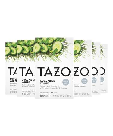 Tazo Tea Bags For an Calming Beverage Cucumber White 20 tea bags, 6 pack