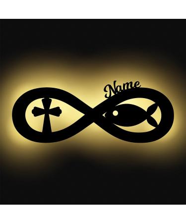 Schlummerlicht24 Led gifts for communion with name accessories fish cross lamp communion gifts girl woman women boy boys