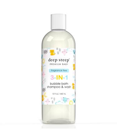Fragrance Free 3-in-1 Baby Bubble Bath  Shampoo & Body Wash -Deep Steep's Baby Line (15 oz  3-in-1 Bubble Bath  Shampoo & Body Wash) 15 Ounce 3-in-1 Bubble Bath  Shampoo & Wash