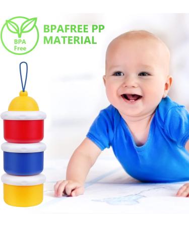 Vicloon 3-Layer Baby Milk Powder Dispenser & Snack Container - Portable Storage Pots in Red/Yellow/Blue - Buy Online on SooperMarket.com
