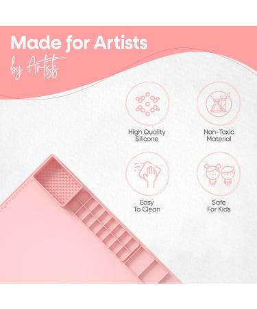 Large Silicone Crafts Painting Mat with Cup | Washable & Nonstick Artist Mat | Pink 23.8x15.7 Inch - Buy Online on SooperMarket.com