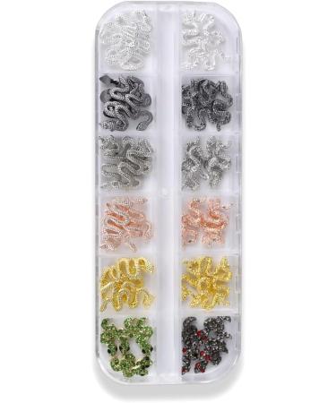 RUNRAYAY 60Pcs snake Luxury Nail Art Rhinestone 3D Dangle Nail Art Charms Crystal Gems Nail Diamond for Girl Women DIY Nail Design Craft Jewelry Making with a Box 5 Styles - Buy Online on SooperMarket.com