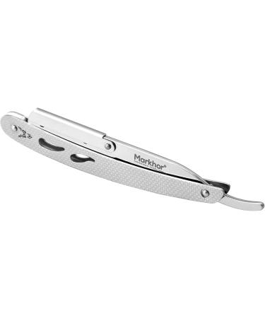 MARKHOR Cut Throat Razor Kit Stainless Steel Straight Razor - Professional Barber Razor Premium Quality Straight Edge Razor Moustache & Beard Shaving Razor Single Blade Razor Polish Stainless Steel - Buy Online on SooperMarket.com