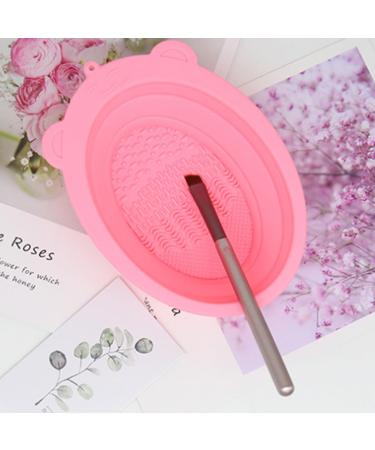 Makeup Brush Cleaning Mat Foldable Brush Cleaner Bowl Silicone Brush Cleaner Pad for Sponge Pink Cleaning pads - Buy Online on SooperMarket.com