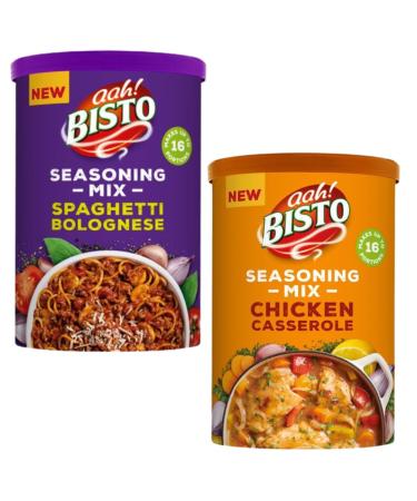 Spaghetti Bolognese Seasoning Mix 170g with Chicken Casserole Seasoning Mix 170g - Bundle Consisting of Bisto x2 Pack