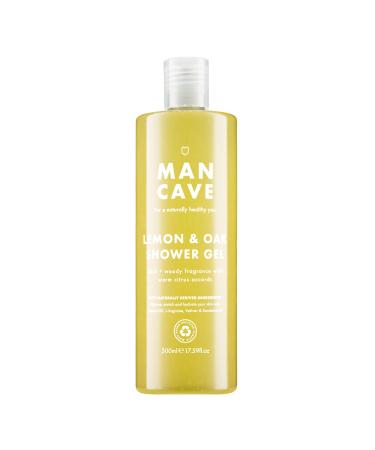 ManCave Lemon and Oak Shower Gel 500 ml Rich Refreshing Aroma Natural Formulation infused with Lemon Oil L-Arginine and Aloe Vera Long lasting Sulphate Free Vegan Made in the UK 500 ml (Pack of 1) Lemon and Oak Shower Gel