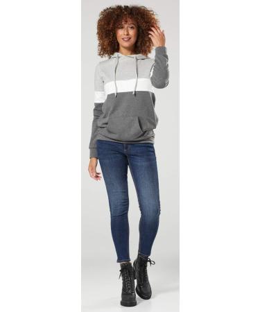 Happy Mama Nursing Hoodie - Women's Breastfeeding Maternity Top - 503p 16 Light Grey Melange/White/Graphite - Buy Online on SooperMarket.com