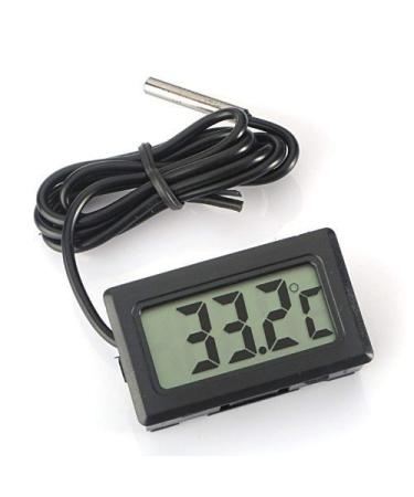 Eidyer Digital LCD Thermometer Temperature Monitor with External Waterproof Probe for Refrigerator Aquarium FishTank Water Temperature Thermodetector -Black 4.8cm 2.8cm 1.5cm