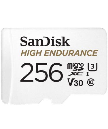 SanDisk 256GB High Endurance Video microSDXC Card with Adapter for Dash Cam and Home Monitoring systems - C10, U3, V30, 4K UHD, Micro SD Card - SDSQQNR-256G-GN6IA 256 GB Card Only