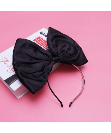 Minkissy Huge Bow Headband Candy Colored Hair Hoop Party Props Lovely Large Bowknot Hairband Party Props for Woman Girl(Black) - Buy Online on SooperMarket.com