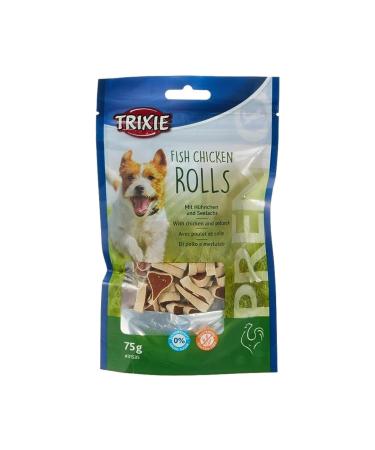Trixie Hundeleckerli Premio Dog Chicken Rolls 75g - Premium treats for dogs gluten -free - without grain & sugar tasty reward for training & at home - 31535 Premio Fish Chicken Rolls 75 G (1 Pack)