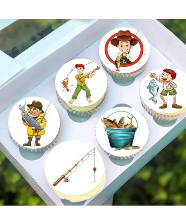 24 x Pre-Cut Fishing 1 Edible Stand up Wafer Paper Cupcake Toppers Cake Decorations Birthday Party Fisherman Fish - Buy Online on SooperMarket.com