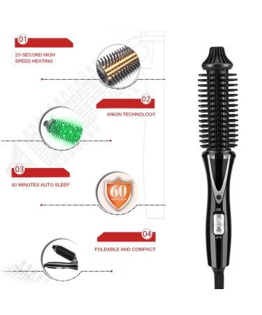 Buy Dual Voltage Curling Iron Brush - Foldable Tourmaline Ceramic Ionic Hair Hot Brush (1 in) | Anti-Scald International Shipping Available - Buy Online on SooperMarket.com