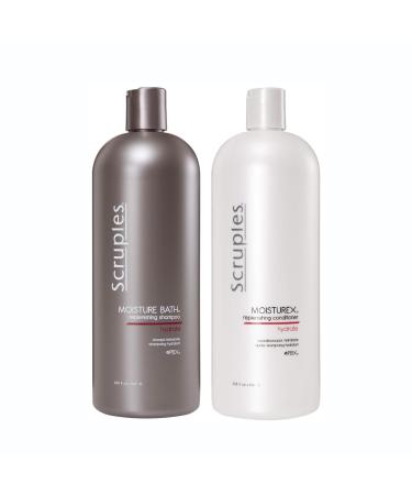 Scruples Moisture Bath Shampoo & Moisturex Conditioner Set - Nourishing & Moisturizing Duo for Dry Frizzy Hair Repair (33.8 oz)