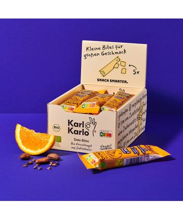 Karl Karlo Fruchttriegel Orange - 12 x 35g |Vegan sweets based on date |Vegan snack without additives gluten -free Nutri score A |Dried cranberries acerola orange 12 pieces (1 Pack)