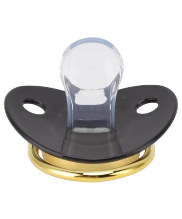 Silicone Baby Pacifier with Clips for 6 to 18 Months - Soft Lightweight Integrated Design - BPA Free Bling Pacifier (Black)
