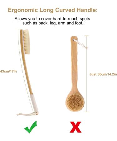 Saunnihen 43cm Bamboo Back Brush - Natural Bristle Shower & Dry Brush for Dead Skin & Cellulite Removal | International Shipping - Buy Online on SooperMarket.com