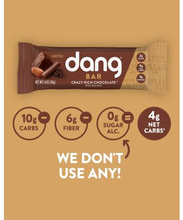 Dang Keto Bar - Crazy Rich Chocolate with Sea Salt | 12 Bars (1.4 oz each) - Low Carb Snack - Buy Online on SooperMarket.com