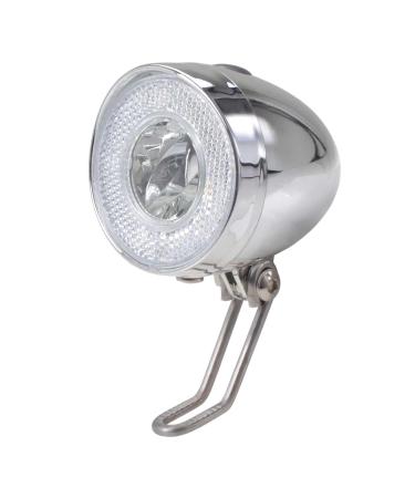 Retro LED headlight bicycle light front light with chrome look and battery operation