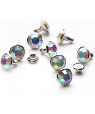 100 Sets Colorful Crystal Rivets Silver Spots Studs Double Cap for DIY Leather-Craft | AB Crystal 8MM - Buy Online on SooperMarket.com